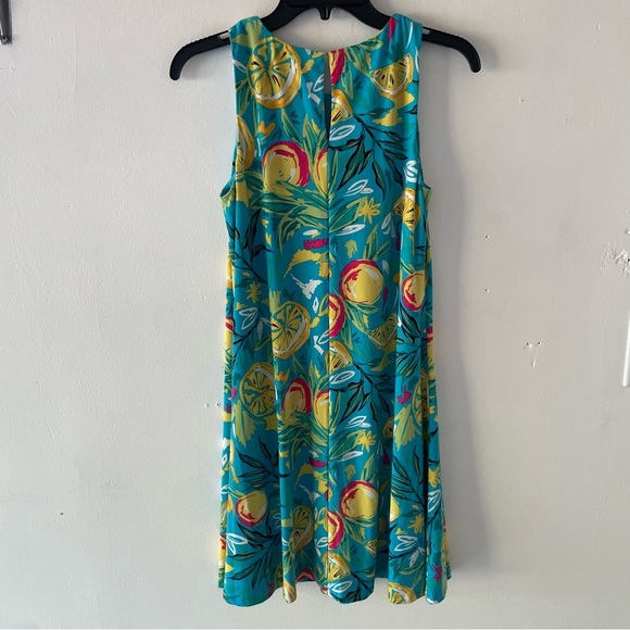 Papagallo blue citrus fruit print dress peaches lemons oranges 37834 - Picture 2 of 7